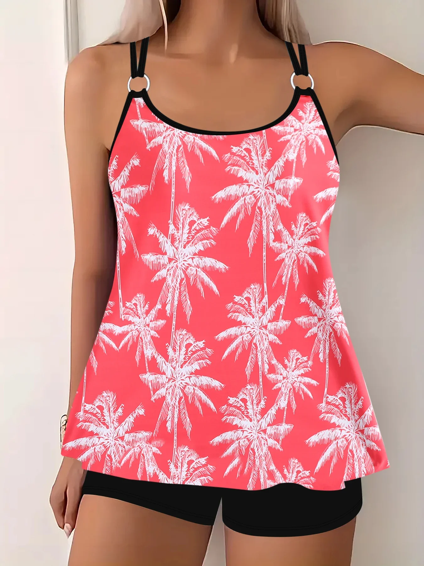 Floral Pattern 2 Piece Set Tankini, Skirted Style with Boyshorts Swimsuits, Women's Swimwear & Clothing Summer Sexy Bikini