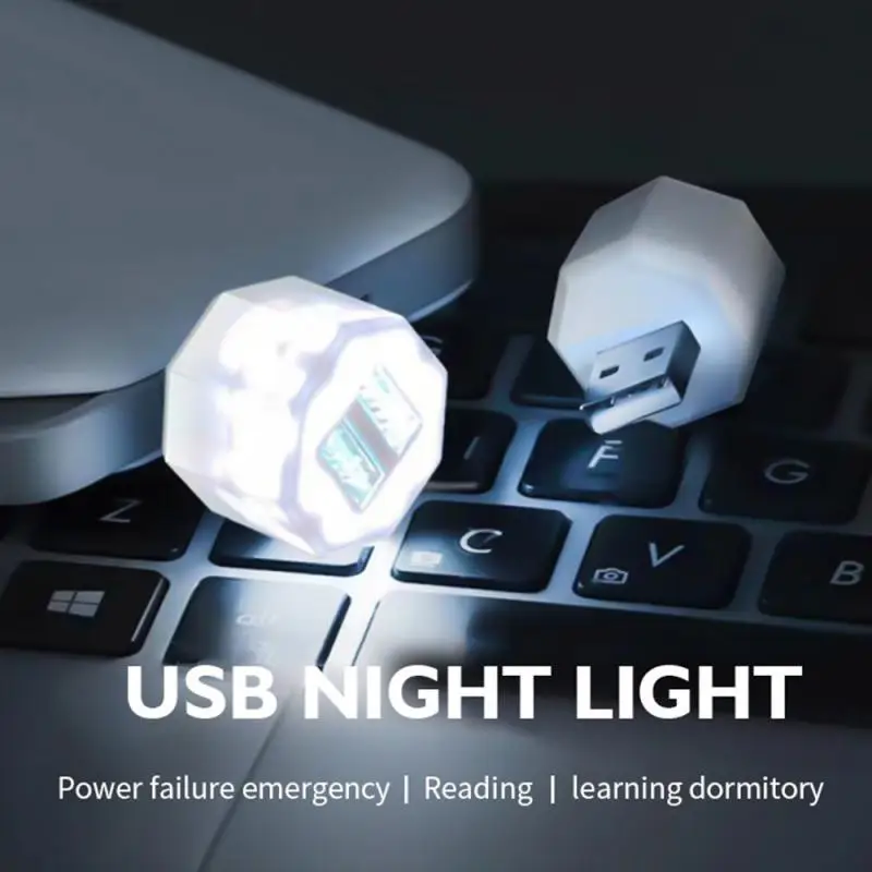 USB Plug Lamp Mini Night Light USB LED Eye Protection Light Computer Mobile Power Charging Bulb Lighting Reading Book Light