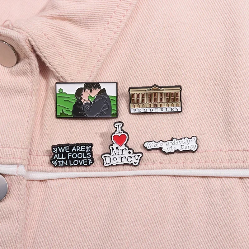 Romantic Lover Story Book Metal Brooches Pride Prejudice Enamel Pins Backpack Lapel Badge Custom Jewelry Gift for Readers