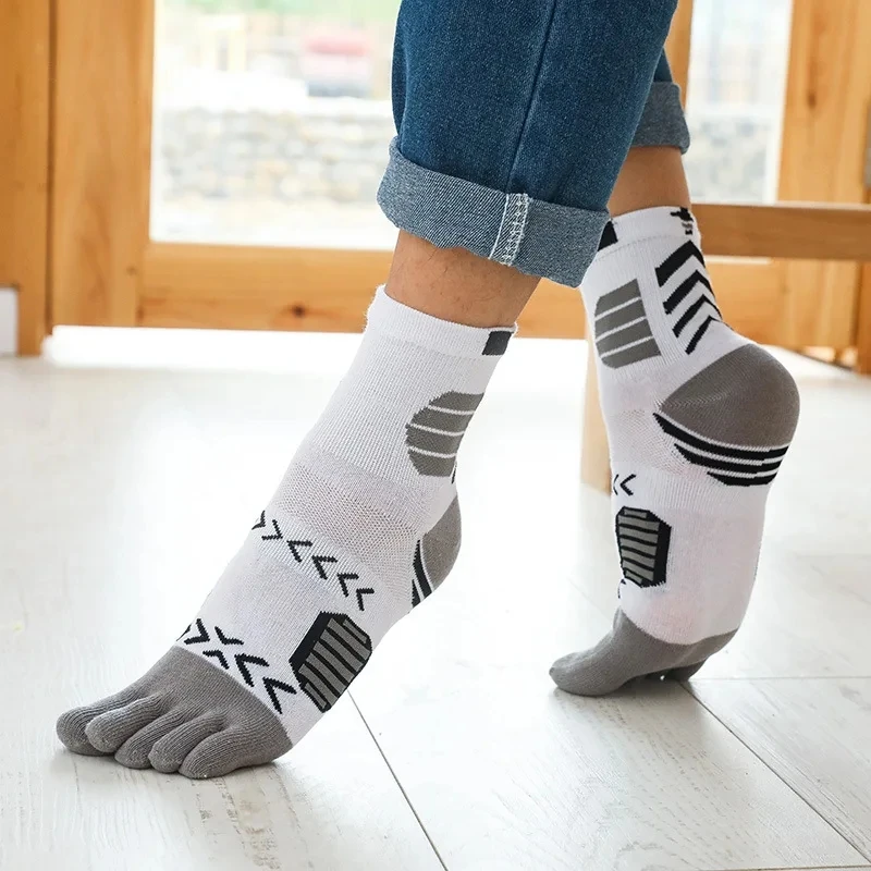 1/5 Pairs Sport Toe Socks Compression Cotton Sweat-Absorbing Deodorant Bike Marathon Fitness Outdoor Basketball 5 Finger Socks