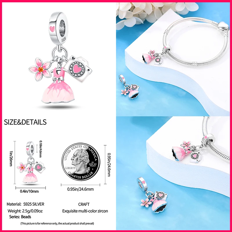 2024 Original 925 Sterling Silver Fashion Travel Series High Heels Lipstick Charm Beads Suitable For Pandora Original Bracelet