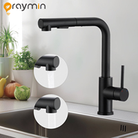 Matte Black Kitchen Faucet – 360° Rotatable, Pull-Out Sprayer, 2 Water Modes, 304 Stainless Steel, Built-In Check Valve, Single-Handle Hot & Cold Mixer, Kitchen Sink Mixer Tap Perfect for Home Kitchens