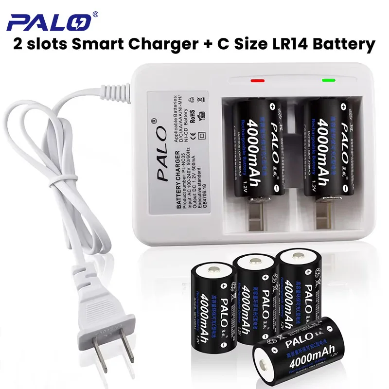 1.2V C Size Rechargeable Batteries C Size LR14 Rechargeable Ni-MH Battery Type C R14 Batteri for RC Camera Drone Accessories