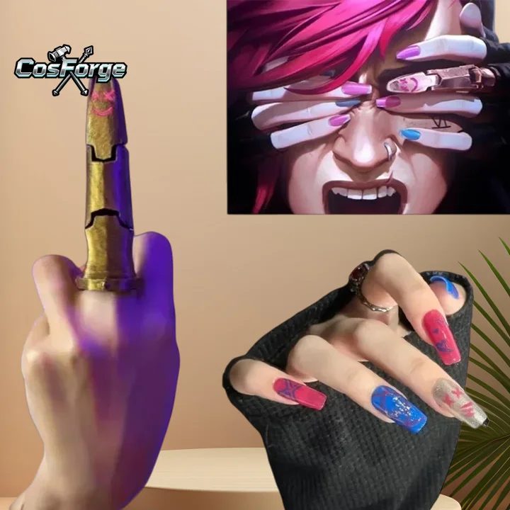 

Jinx Cosplay Props Fashion Wearing Armor Nail Art Anime Game League of Legends Arcane Cos for Women Girls Christmas Customized