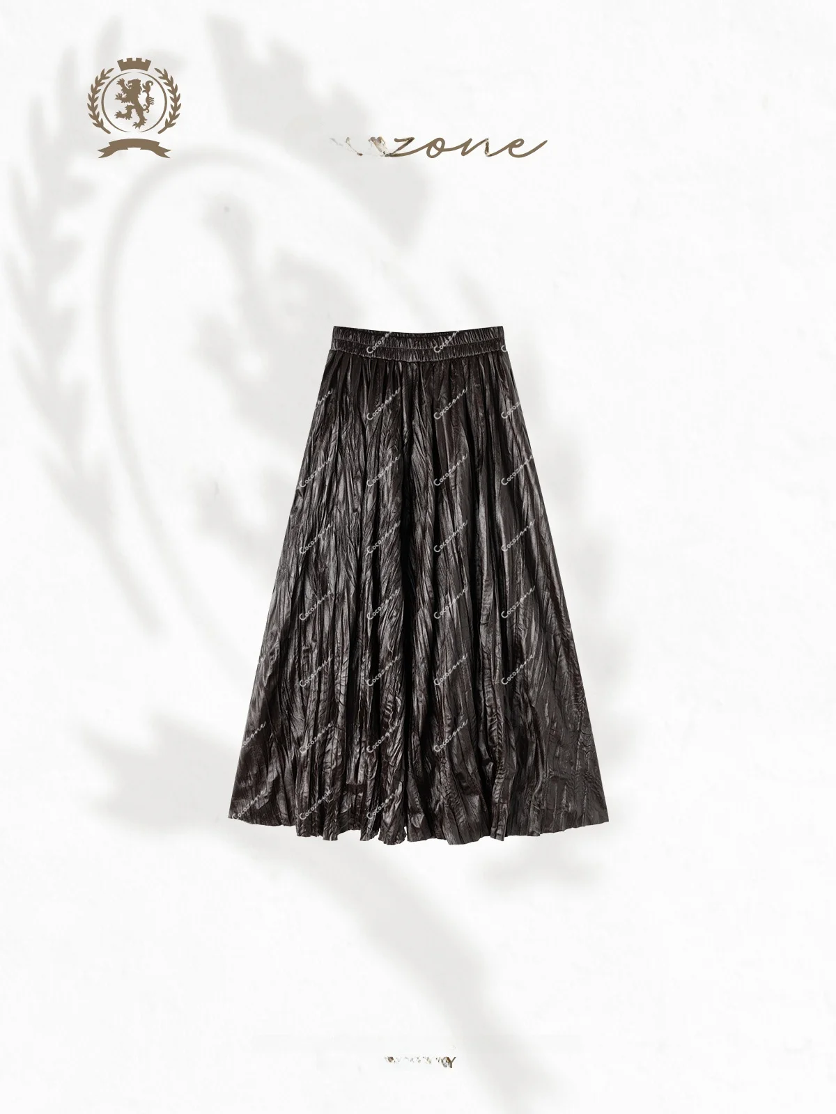 

Elegant Pleated A-Line Skirt Slimming High Waist Polyester Fiber Commute Style Casual Scene Ladies Skirt ZONE CC1C2272