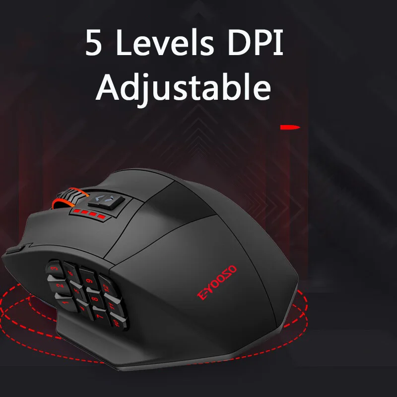 Imagem -04 - Dpi Ajustável 12 Botões Configurações com Fio 2.4g Mouse de Modo Duplo Rgb Backlight Gamer para Computador Portátil Esports Jogos 16000