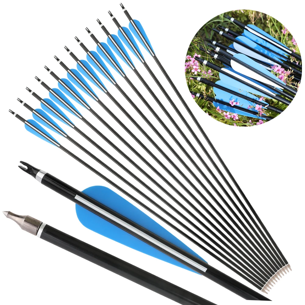 

6/12pcs 31.7inch Aluminum Arrow ID 7.6mm Spine 300 Archery Arrow Rubber Vanes Recurve Bow Compound Bow Hunting Shooting Target