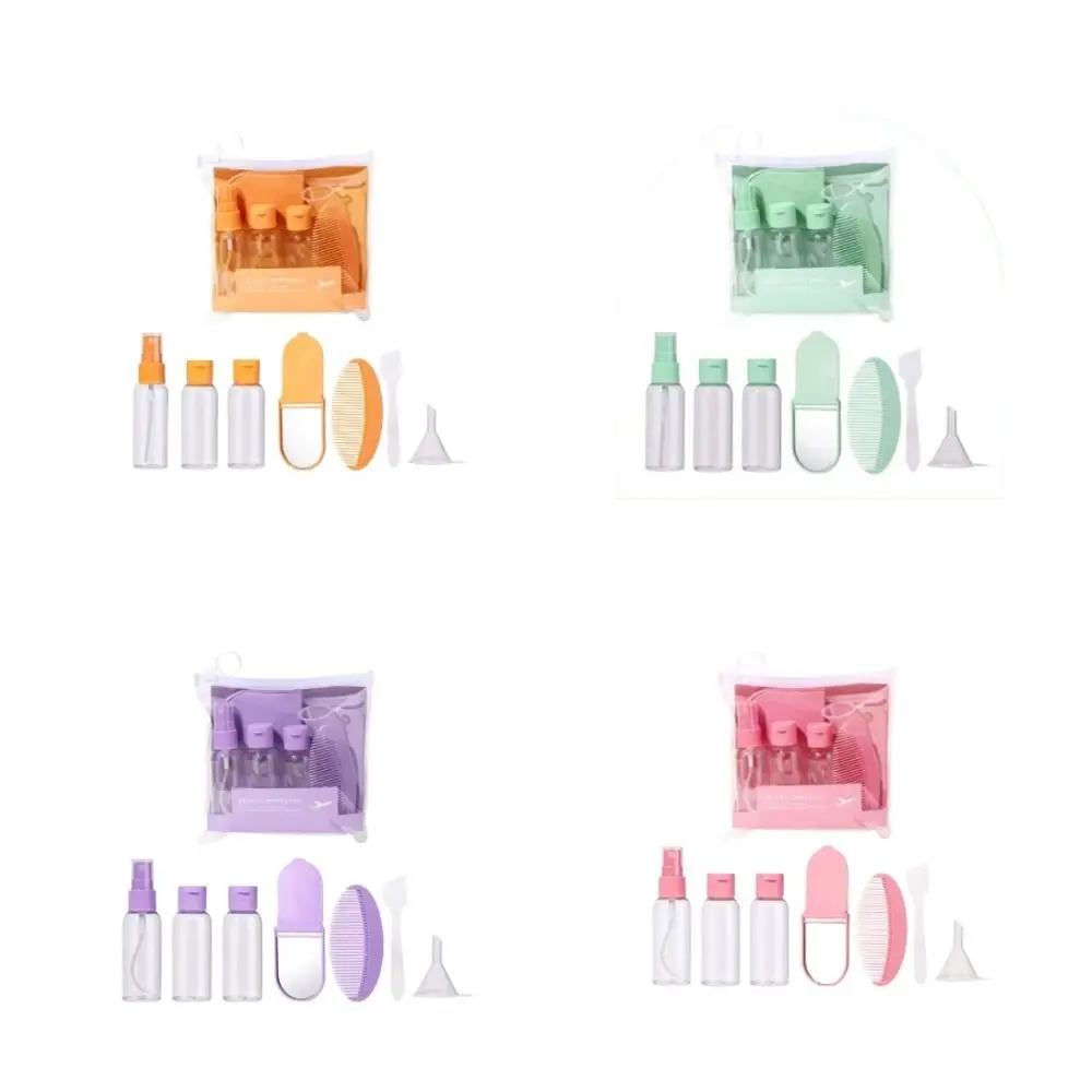 Empty Container Travel Split Bottle Set Lotion Toner Container Makeup Mirror Comb Set Empty Spray Bottle Perfume Bottle 7pcs/set