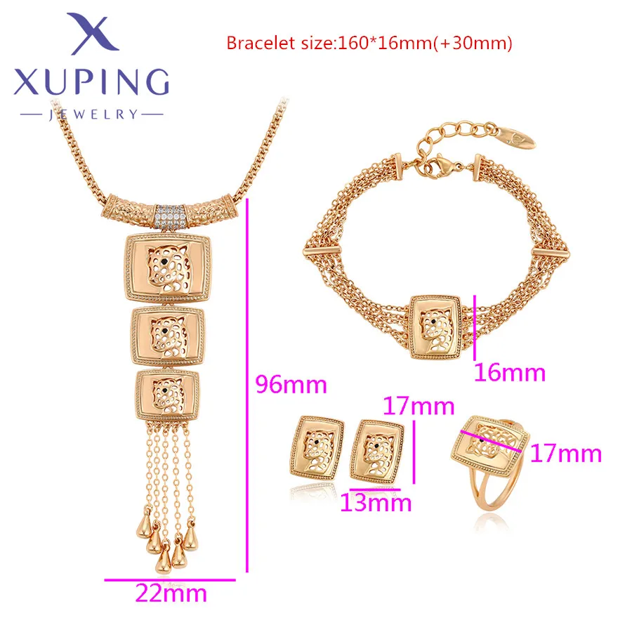 Xuping Jewelry New Arrival Gold Color Anamal Shaped Bracelet Necklace Set for Women Party Gift S00101262