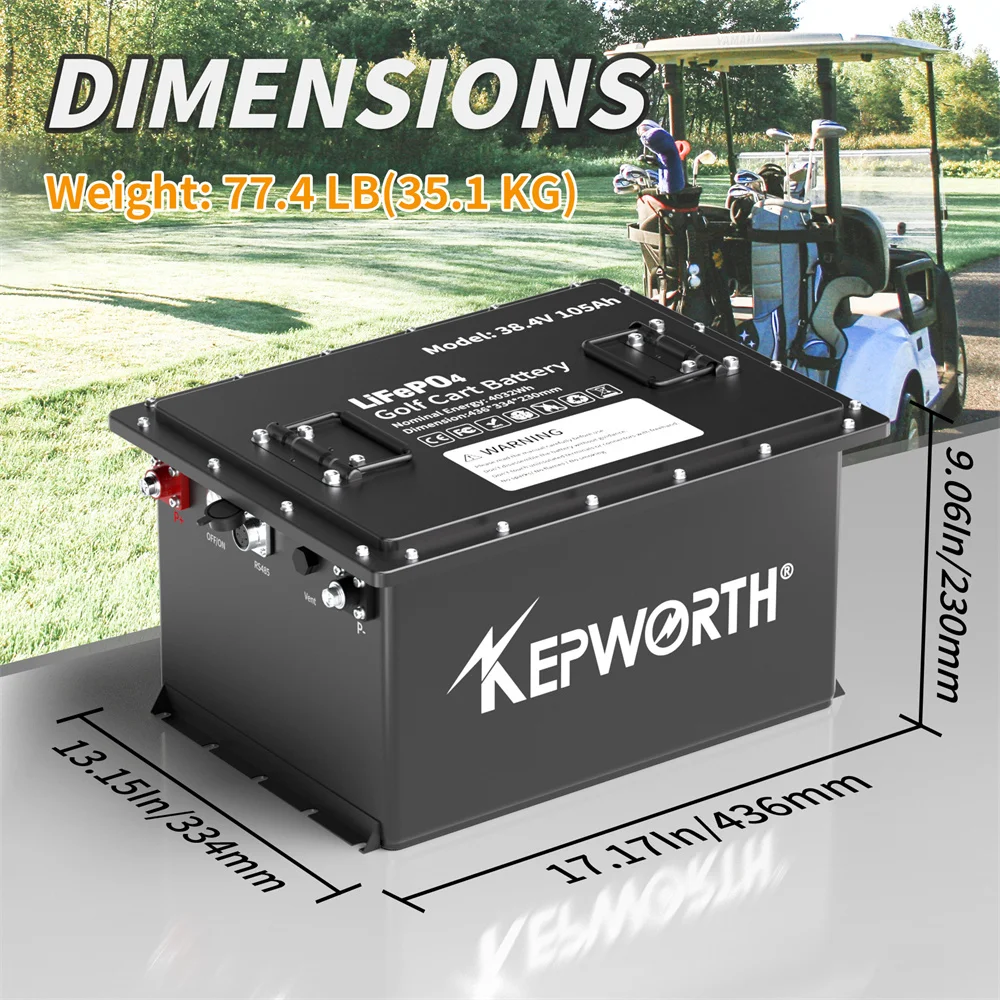 KEPWORTH 36V 105Ah Lithium Battery for Golf Cart with 200A BMS Smart Monitor Grade a Lithium Iron Phosphate Cells