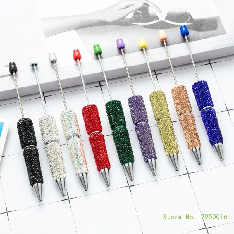 4 Pcs Rhinestones Bead Pen Beadable Ballpoint Pen Smooth Writing Pen 1.0mm Pen Rollerball Pen School Supplies