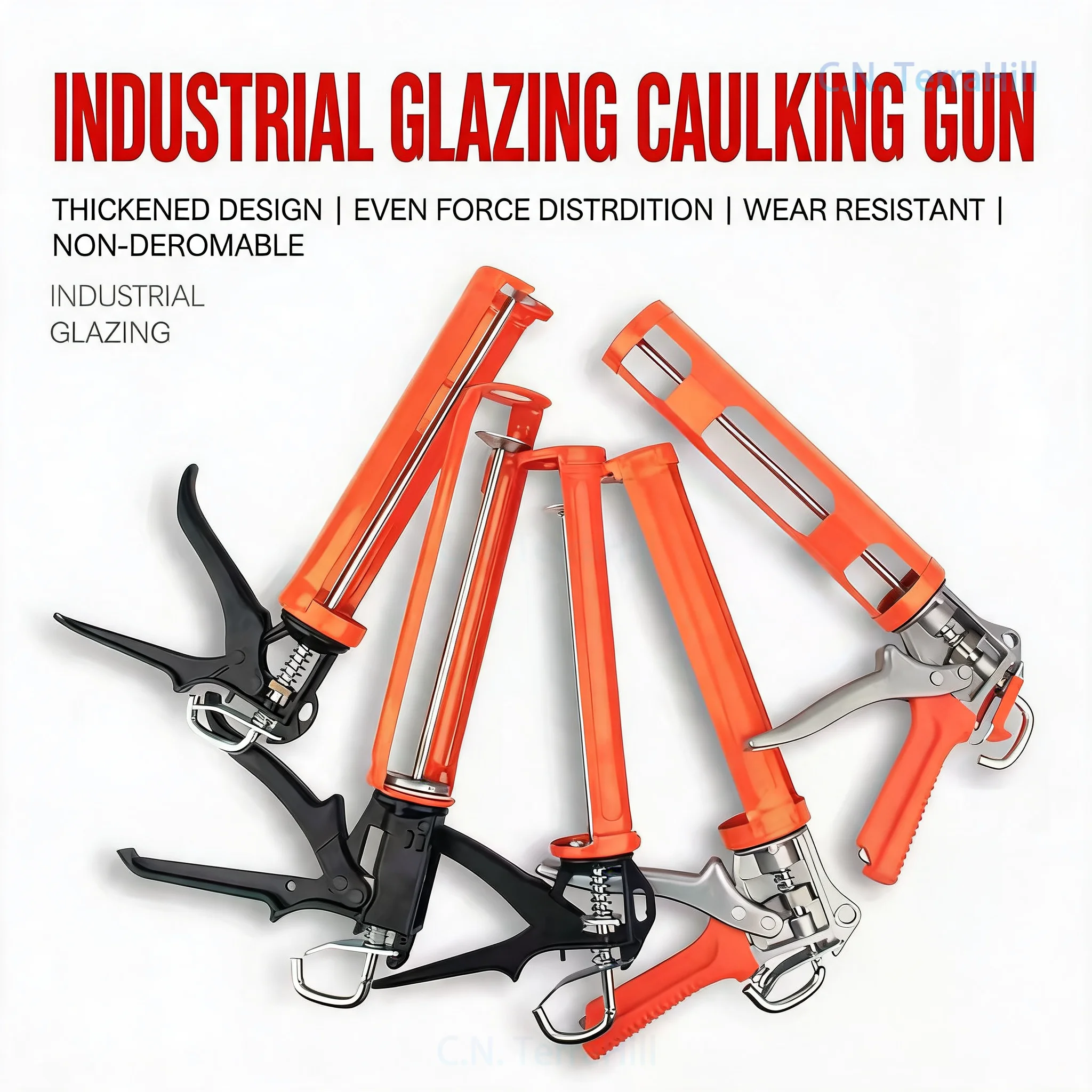 Glass Caulking Gun with Ergonomic Handle, Semi-Circular Rotating Sealant Dispenser for DIY Home Repair