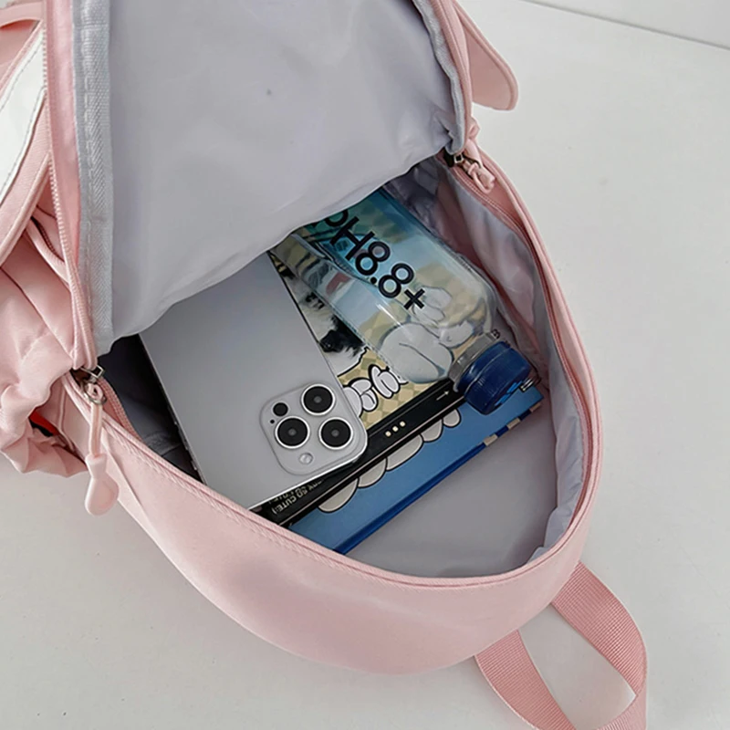 Cute Bunny Backpack for Girls Rabbit Ear Rucksack Large Capacity School Daypack Casual Schoolbag Laptop Backpacks Travel Bag