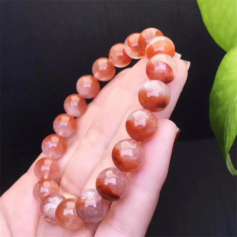 10MM Natural Red Rabbit Hair Quartz Bracelet Women Fashion Sweet Reiki Healing Energy Strand Girls Jewelry Gift 1PCS