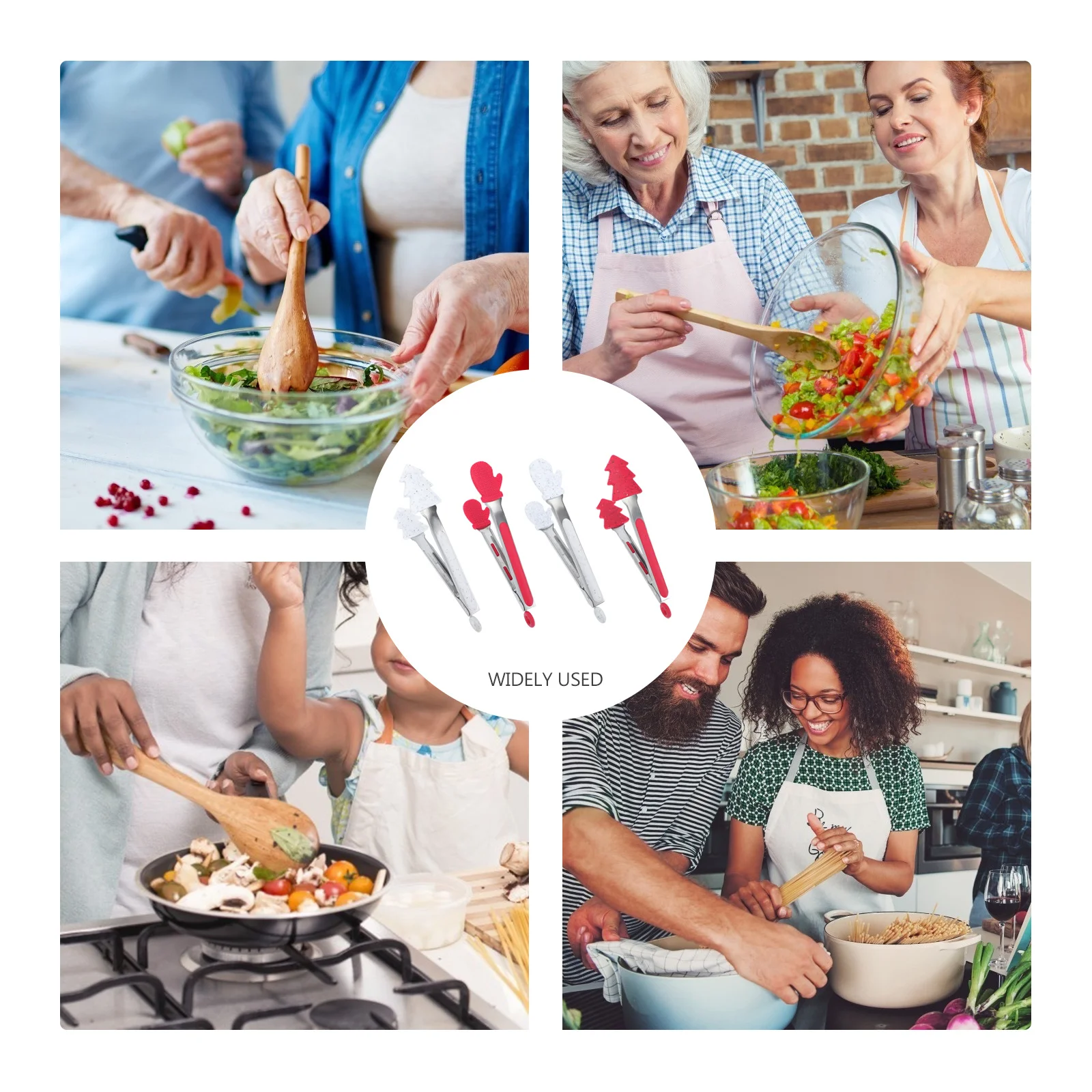 

4Pcs Christmas Style Food Tongs Heat-Resistant Bbq Clips Kitchen Serving Tools Practical Kitchen Utensils