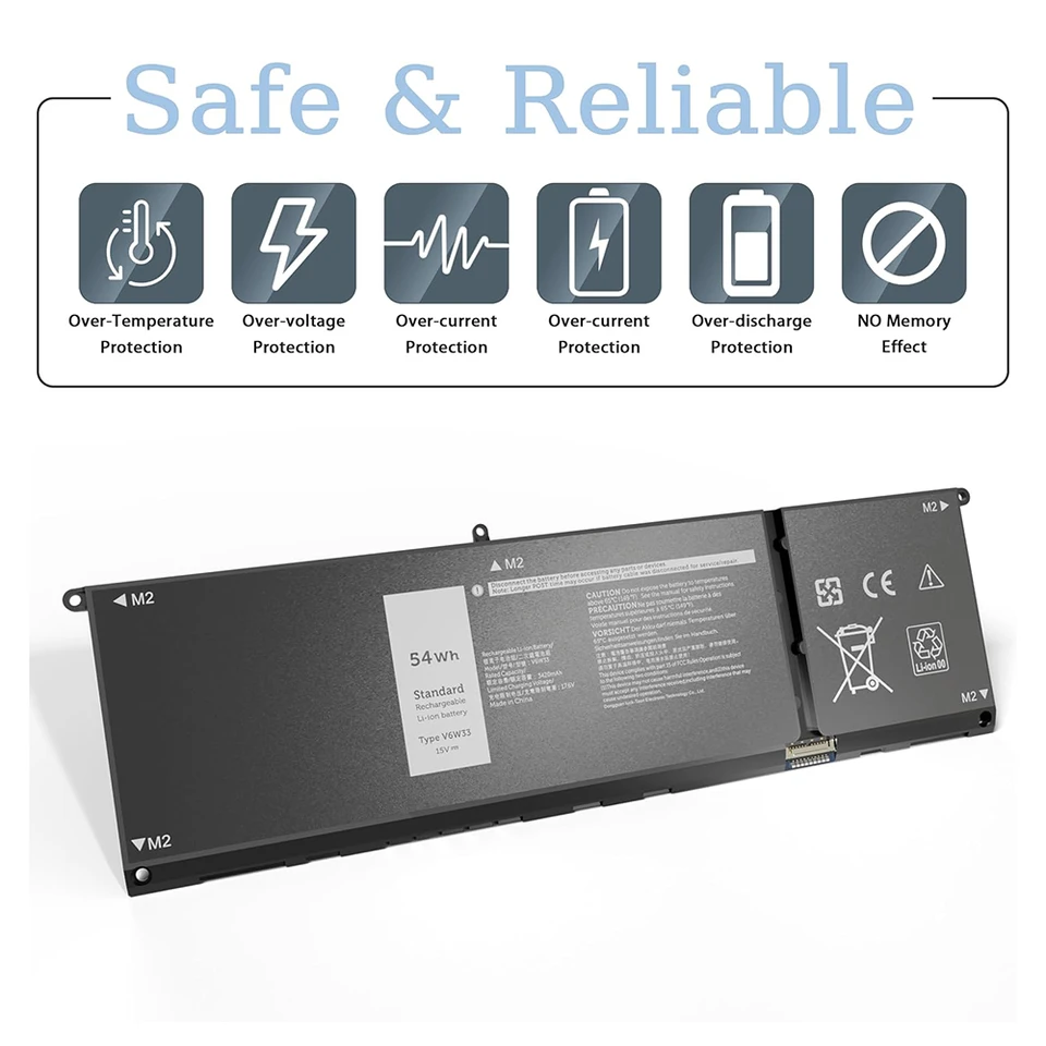 Batteria V6W33 Per Dell – 15V 3600mAh 54Wh, Compatibile Con Inspiron, Latitude, Vostro