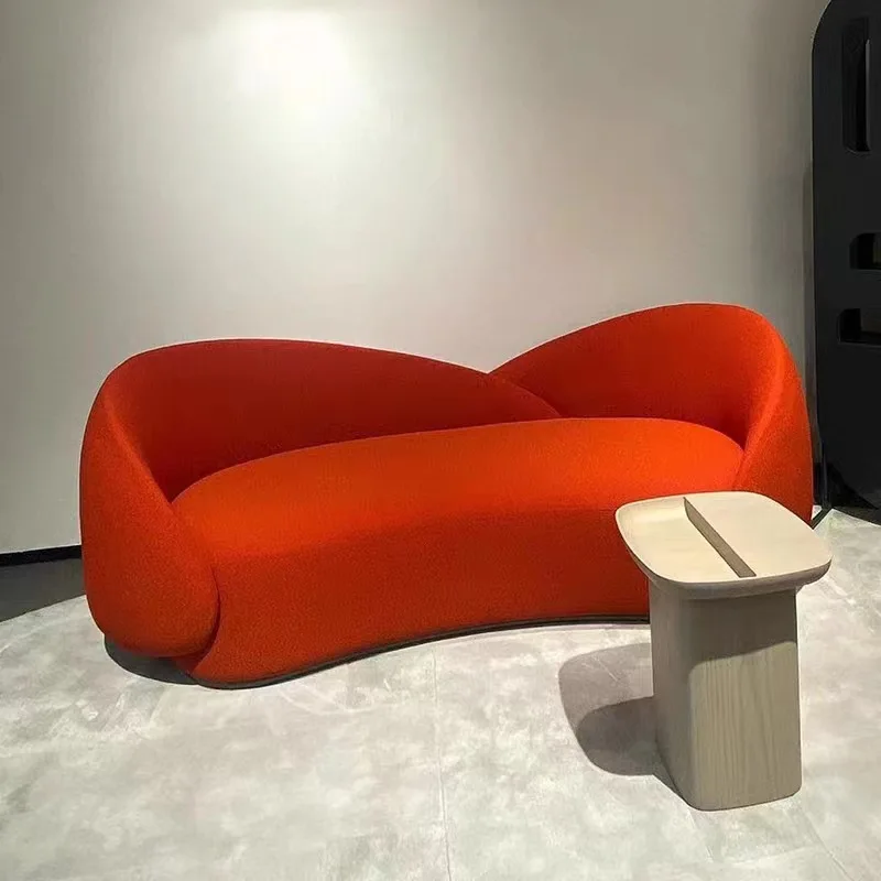 Curved double sofa sponge flocking modern living room