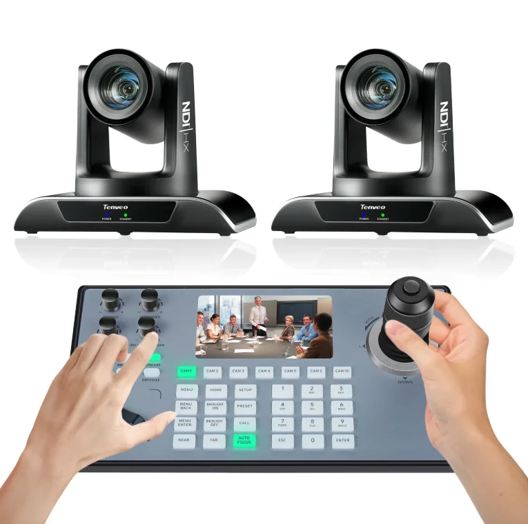 30x PTZ Camera Auto Tracking HD-MI SDI AI POE 4D Joystick Controller LCD Screen Conference Broadcast Live Streaming 1080P 60FPS