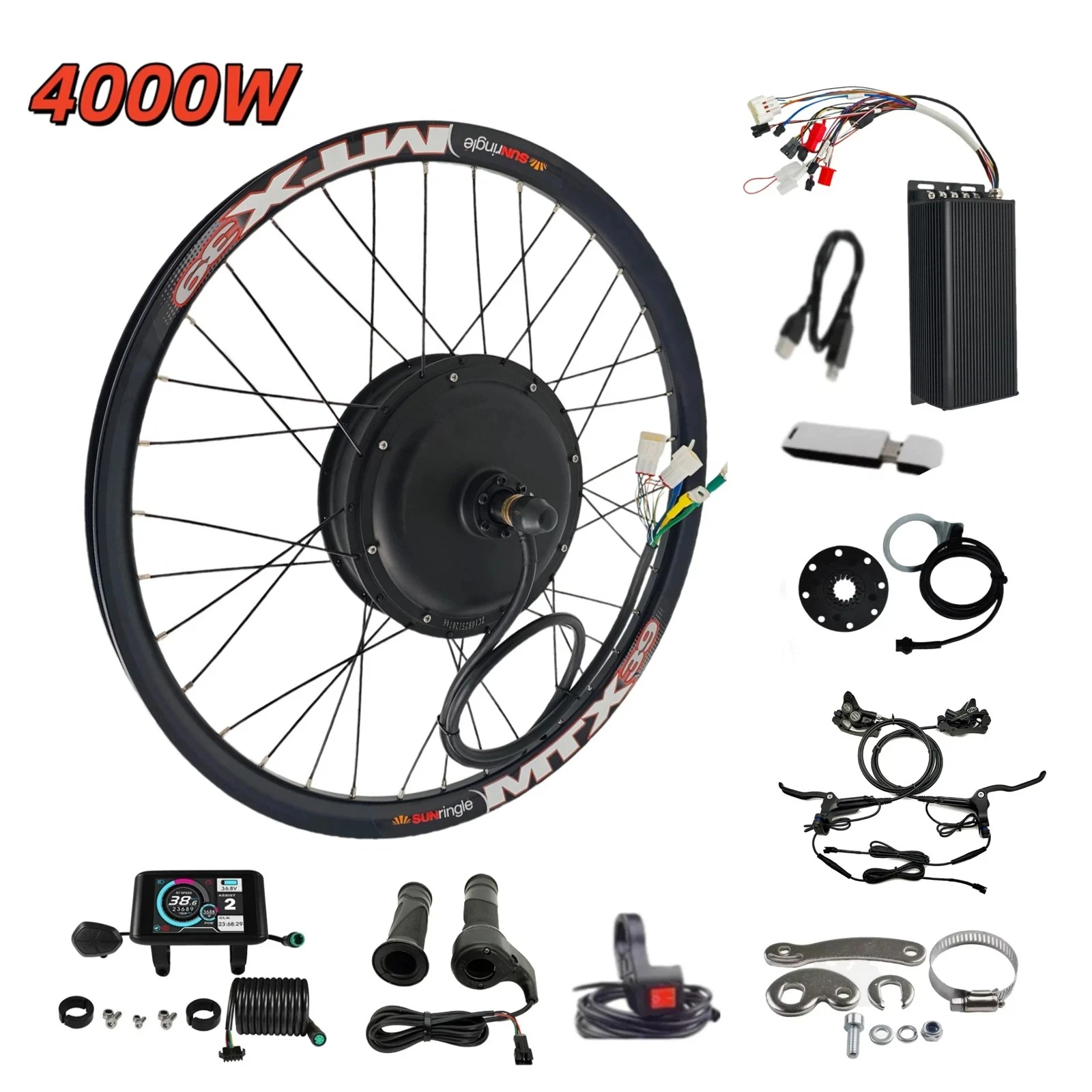

EBIKE MTX39 48V-72V 4000W Rim Rear Wheel Conversion kit with Sabvoton 80A Controller dropout 135mm/150mm 26"/27.5"/29"inch