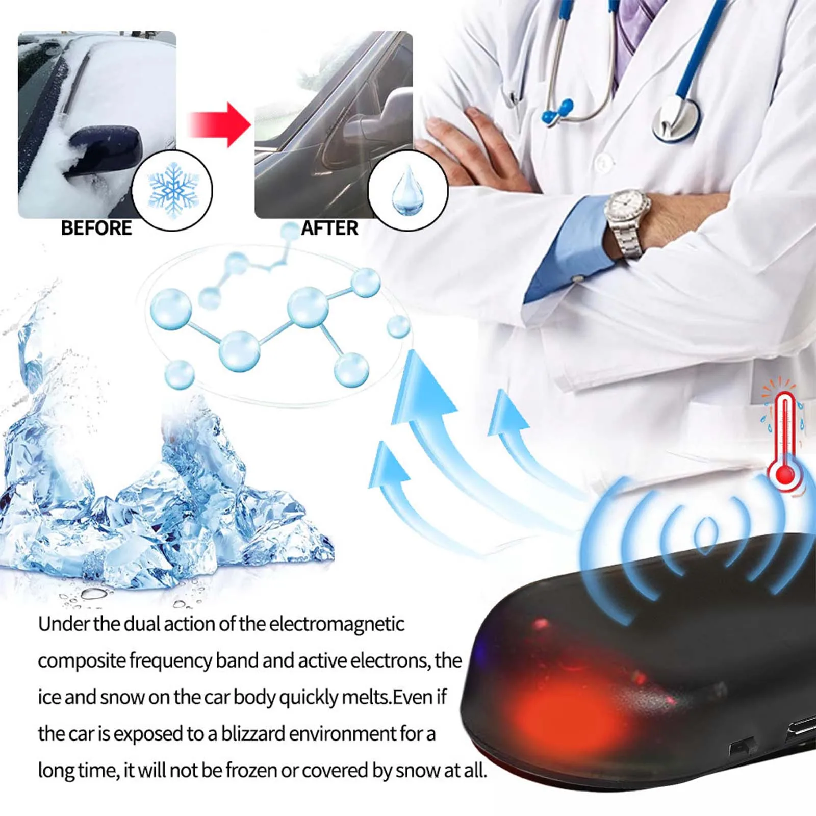 Car Solar Electromagnetic Molecular Interference Antifreeze Device Snow Removal Instrument Windshield Deicer Defog Winter