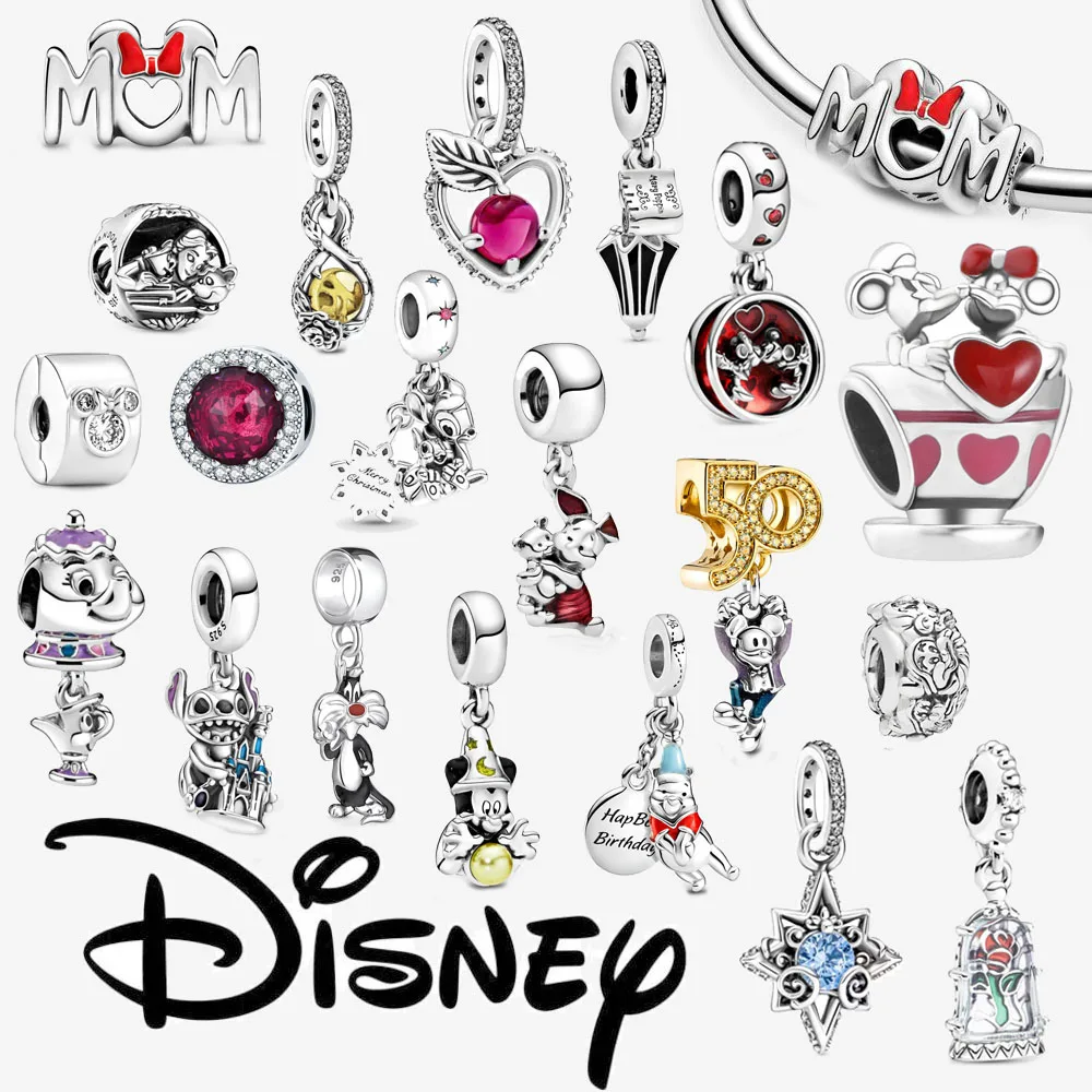 Disney Stitch Minnie Mickey Mouse Charms Dangle Fit Pandora Bracelet Silver 925 Original Beads Charms for Pendant Jewelry Gift