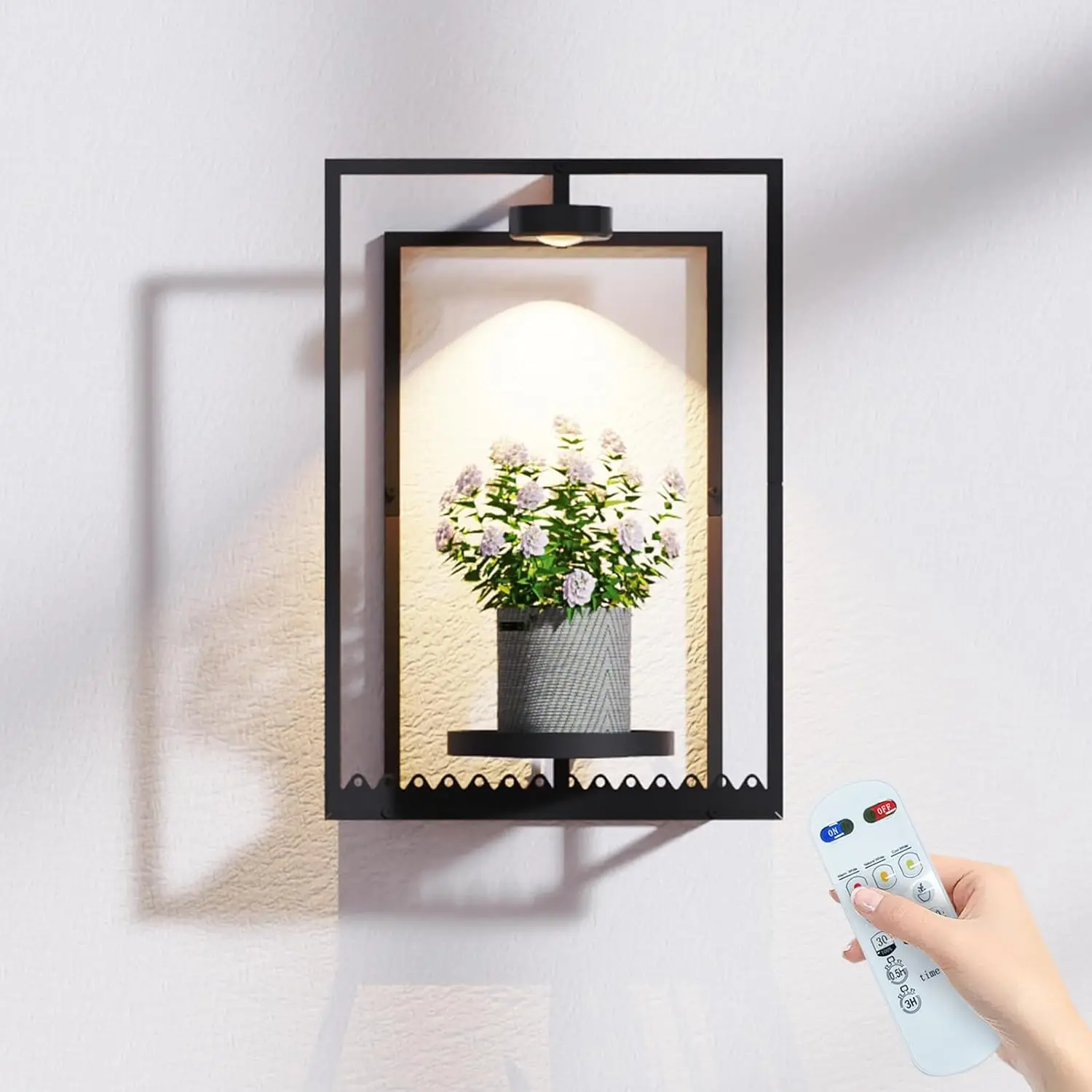 

Настенная полка для растений с подсветкой и пультом дистанционного управления, подставка для подвесных кашпо