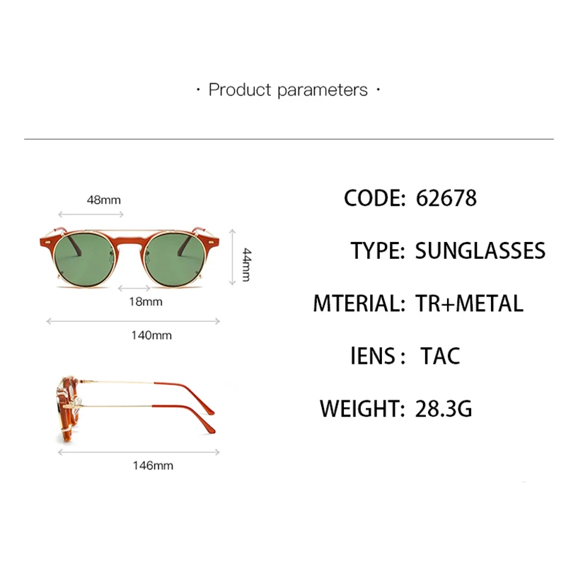 KANDREA Round Fashion Magnet Polarized Sunglasses Women Men Retro Glasses Frame Optical Fashion Prescription Eyeglasses 62678