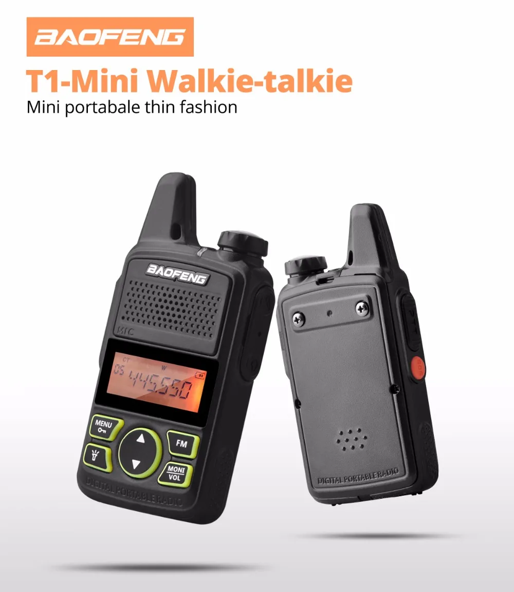 Baofeng BF-T1 Mini Child Walkie-talkies Transceiver Amateur Two-way Radio 5W Portable FM   UHF 400-470MHz For Kids Toy CB Radio