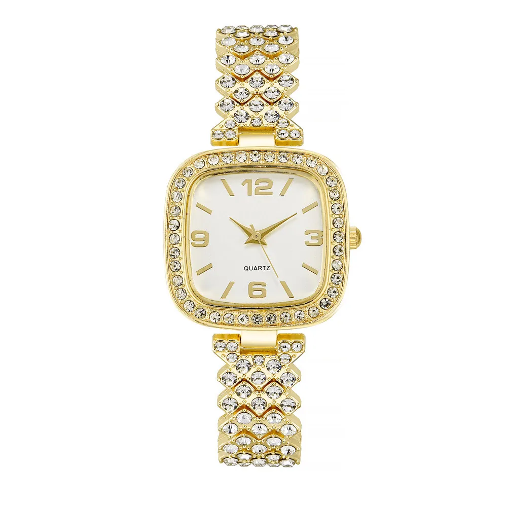 

Luxury Women's Watch Square Steel Strap Watches Rhinestone Set Quartz Fashion Gift Watch for Women Clock