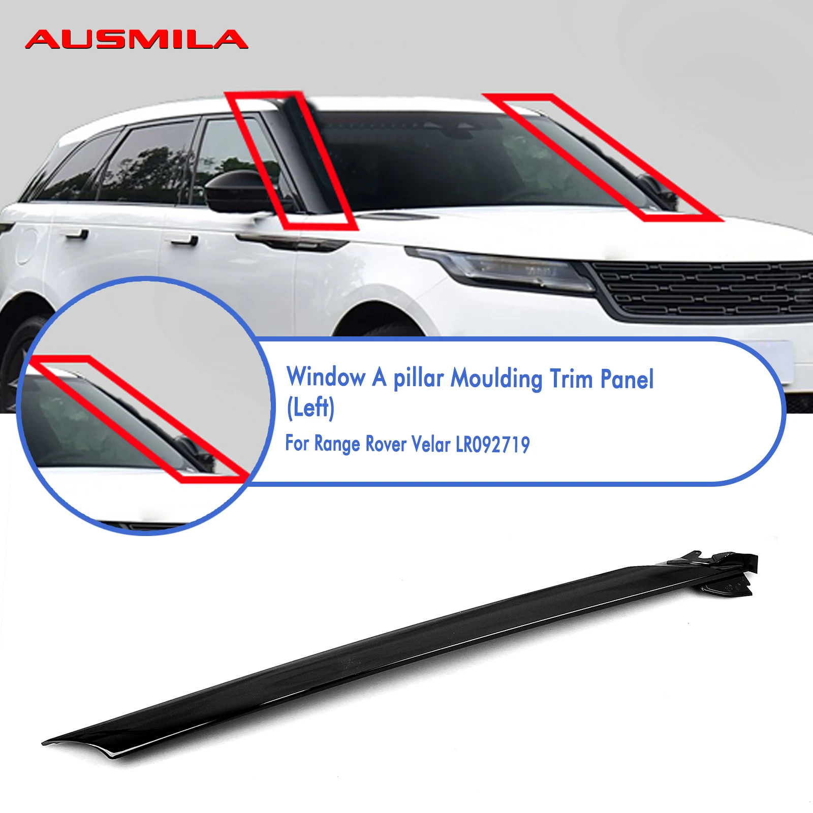 Car Front A Pillar Cover Trim Wind Shield Molding For Land Rover Range Rover Velar 2018-2023 Windshield Decorative Strip