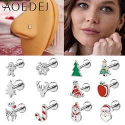 AOEDEJ 1Piece Christmas Serie 16G Stainless Steel Labret Lip Piercing Santa Claus Shape Lip Stud Helix Cartilage Earring Jewelry