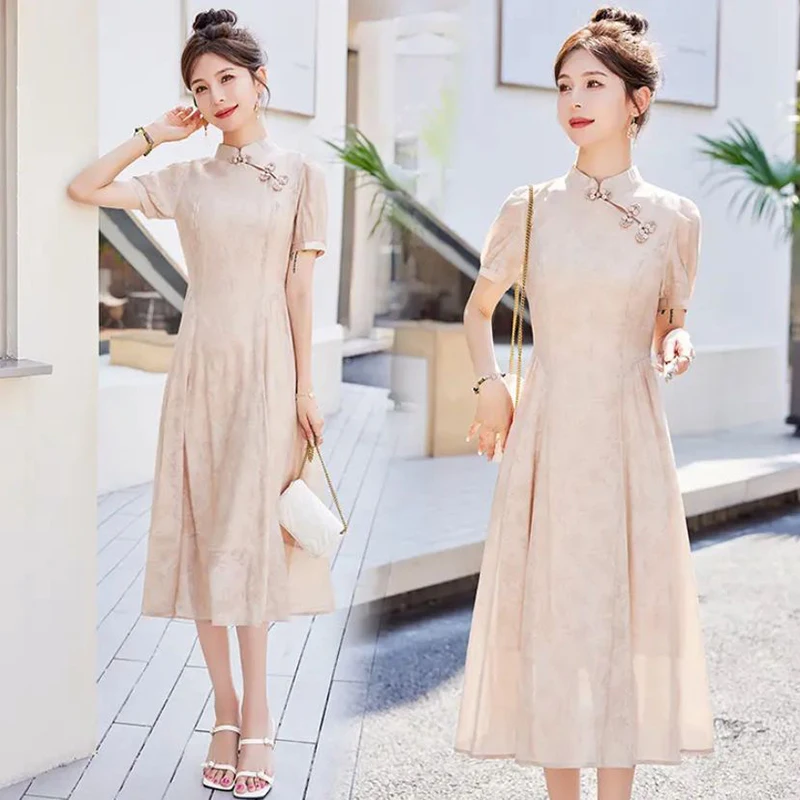 Nuova Gonna Midi Cinese di Alta Moda, Stile Nazionale, Sensazione di Lusso, Personalizzata, Migliorata, Retrò Estiva...