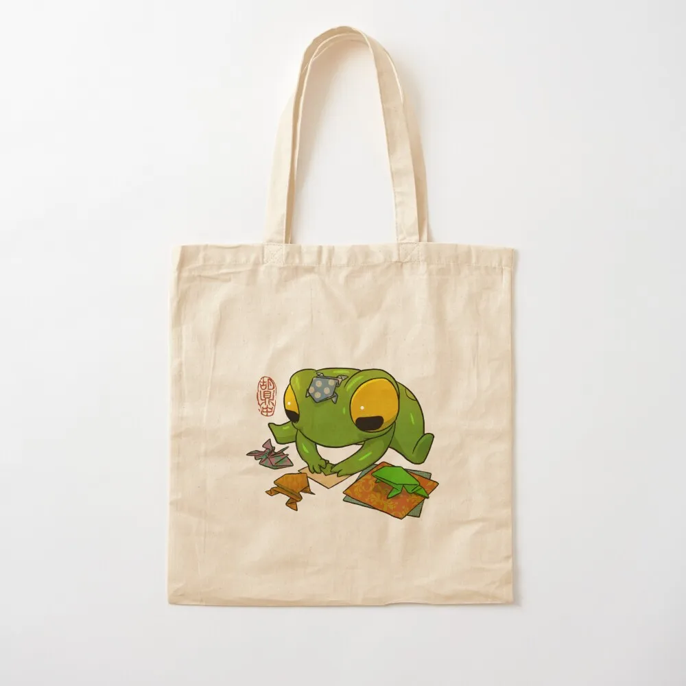 cute frog making origami artwork asian style Tote Bag tote bag canvas Women's bags Customizable tote bag