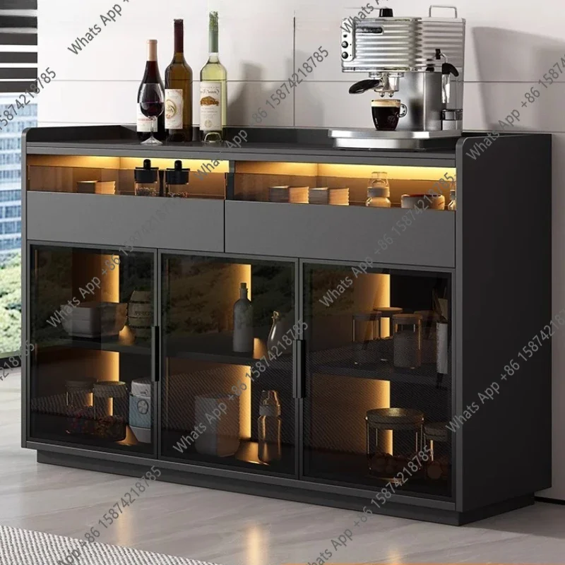 X5 Z Drawers Storage Locker Living Room Cabinets Display Shelves Rock Slab Black Sideboard Showcase Glass Door Furniture Home