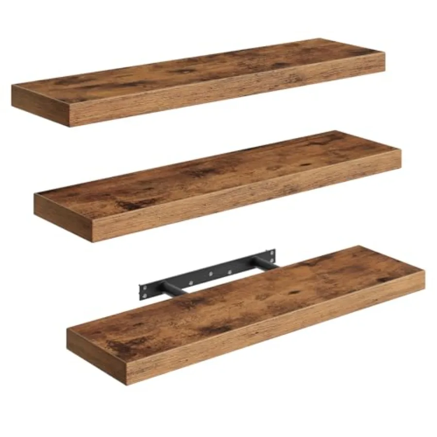 

Floating Shelves for Wall 1.5 Thick Set of 3 with Invisible Brackets 23.6L x 7.9W Hanging Shelves in Rustic Brown for Bathroom