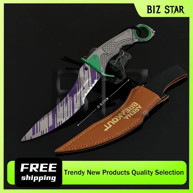 22 سنتيمتر/8.66in ساحة اندلاع لعبة الأجهزة الطرفية هجوم سريع منحني سكين أغطية جلد الحرف المعدنية لعبة نماذج الحلي الصبي هدية #1