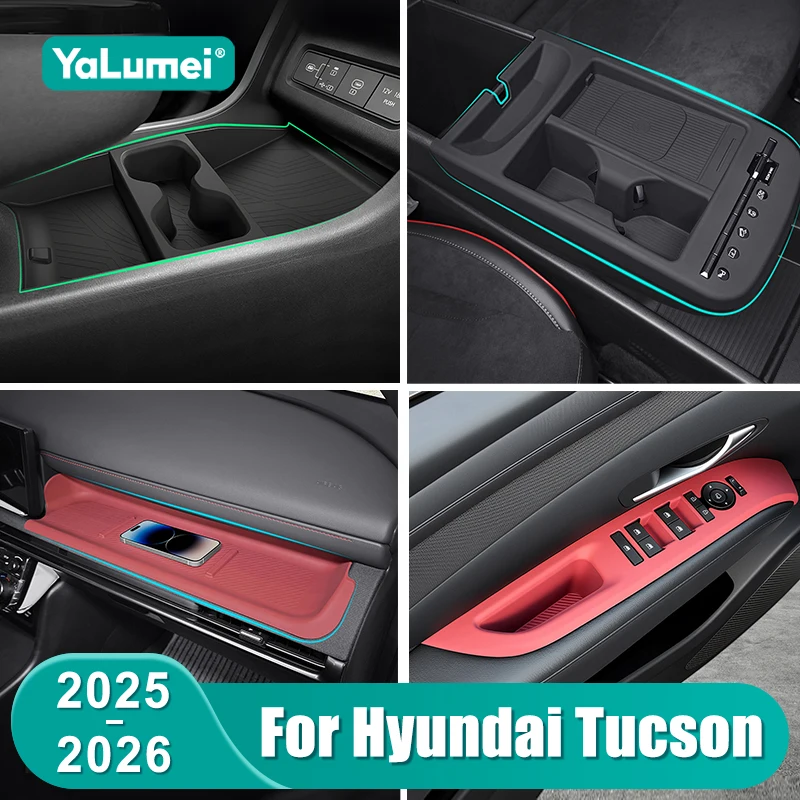 For Hyundai Tucson NX4 2025 2026 Car Interior Accessories Center Console Silicone Non-slip Pad TPE Storage Tray