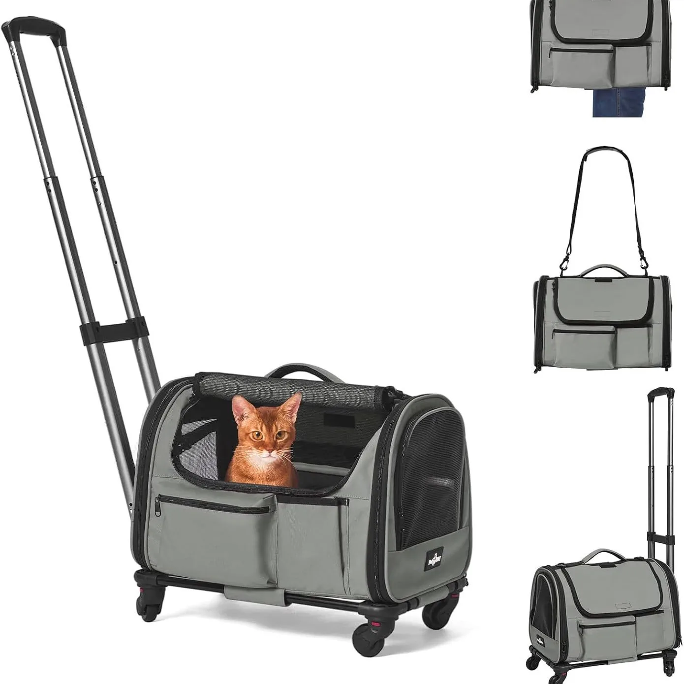 

Custom Cross-border Hot-selling Tie Rod Cat Litter Black Gray Soft Foldable Portable Oblique Span Breathable Large Capacity Ligh