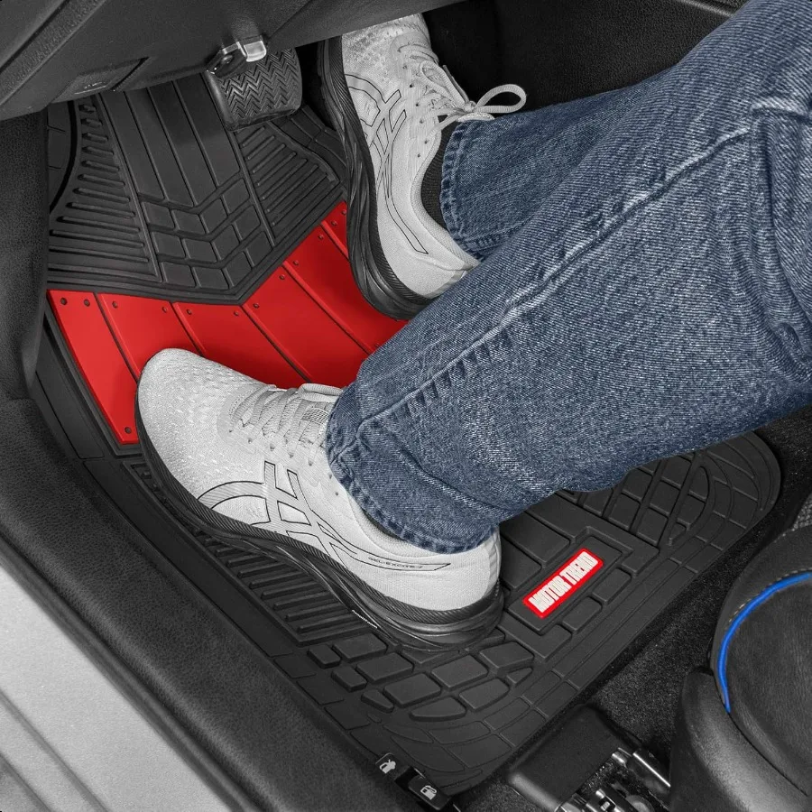 سجادات أرضية مطاطية بتصميم رياضي مزدوج اللون لجميع الأحوال الجوية لسيارة شاحنة فان وبطانات أمامية وخلفية مقاومة للماء لسيارات الدفع الرباعي مع دري #3