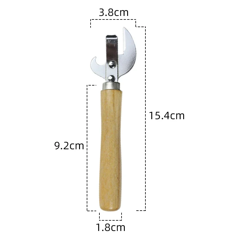 2PCS Wooden Handle Can Opener Portable Tin Can Multifunction Can Opener Multifunctional Stainless Steel Beer Wine Bottle Opener