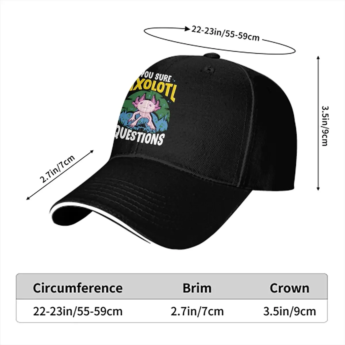 You Sure Axolotl Questions Walking Fish Pun Baseball Caps Peaked Cap Axolotl Lover Sun Shade Hats for Men Women