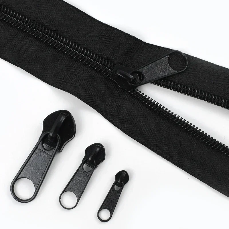 2-10M 3# 5# 8# 10# Nylon Zippers Tape Black Zipper Sliders Bag Zips By Meters Clothes Closure Sewing Ziper Repair Zip Puller