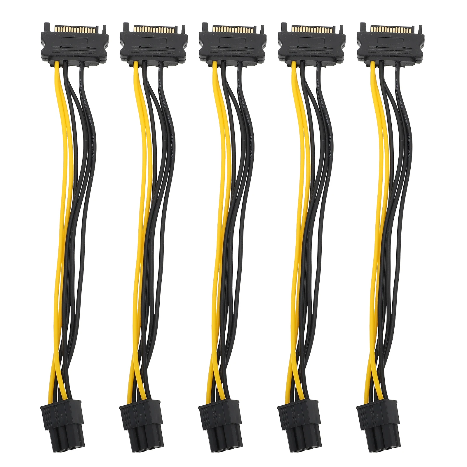 

5 pcs Graphics Card Power Cable High Power 15Pin to 6Pin Converter Plug Play GPU Extension Cord Fits PCI E