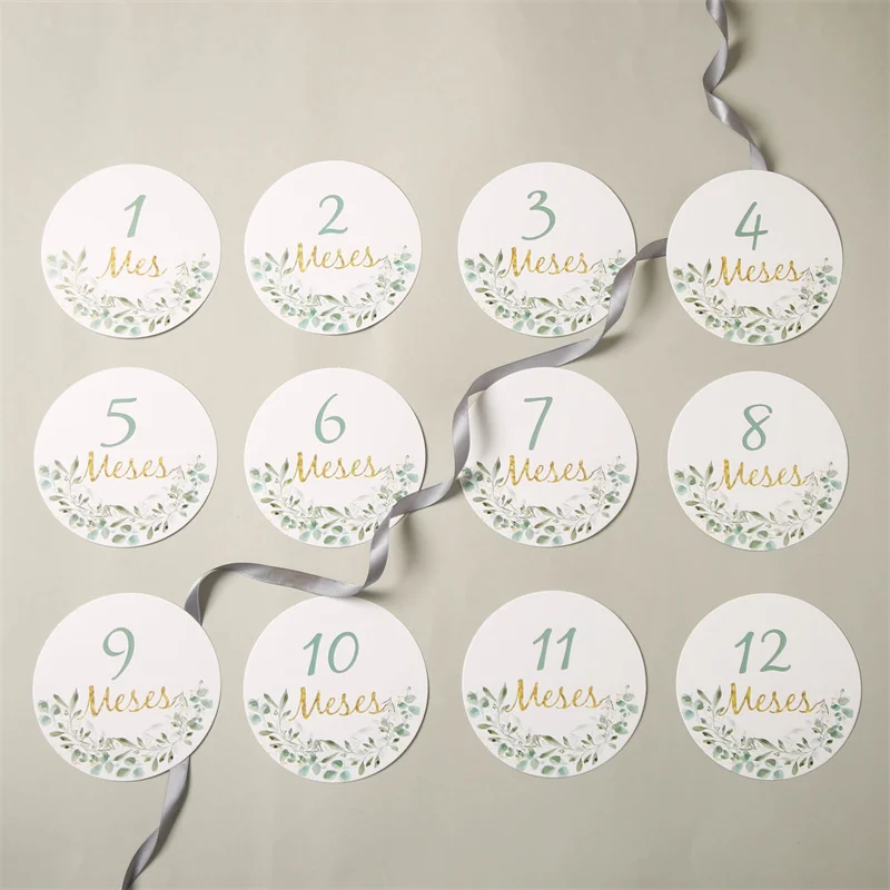 Baby Monthly Memorial Milestone Cards Paper French Spanish Milestone Cards Baby Birthday Party Decoration Photography Props