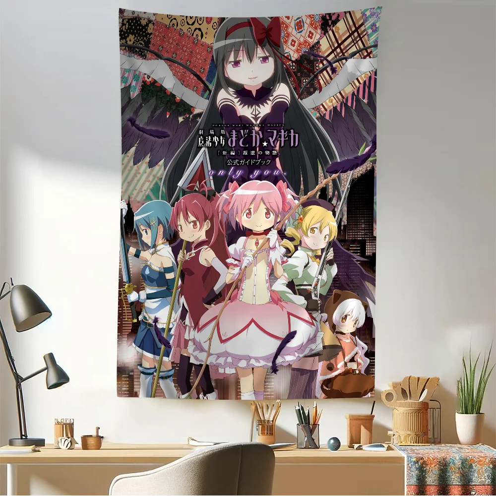 Puella Magi Madoka Magica DIY Wall Tapestry Hanging Tarot Hippie Wall Rugs Dorm Home Decor