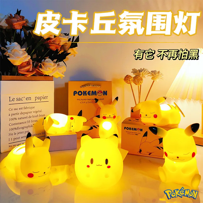 

Pokemon Pikachu Night Light Glowing Anime Figures Toy Pokemon Pikachu Cute Bedside Led Lamp Kawaii Children Birthday Gift Girl