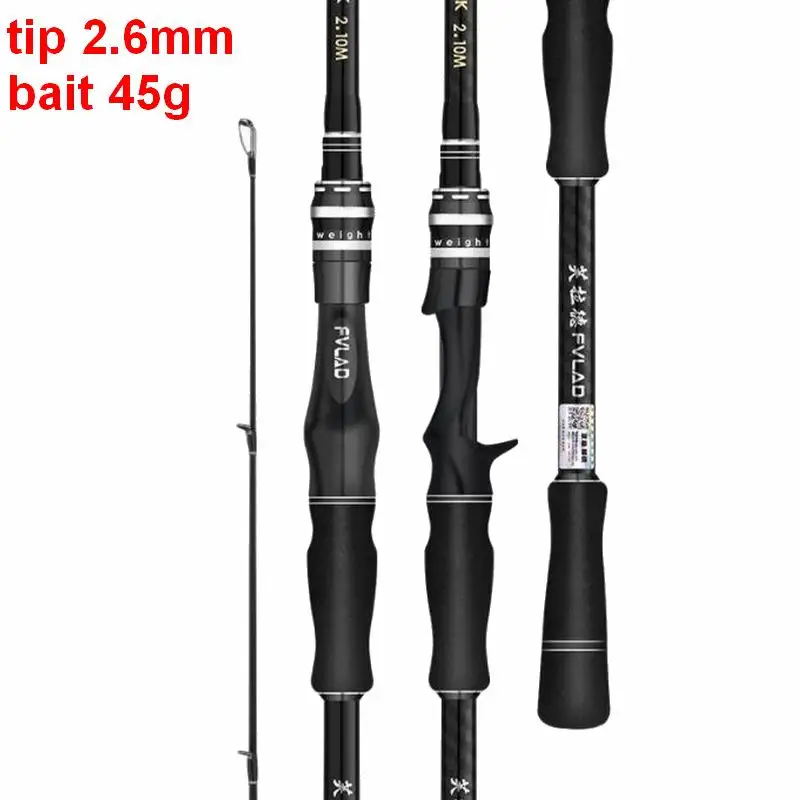 ZZ276 5000g Snakehead Tip 2.6mm Powerful Lure Spinning Fishing Rod Hi-Carbonfiber 3K Cloth Wrapped 1.98m 2.1m 2.28m 2.4m No Reel