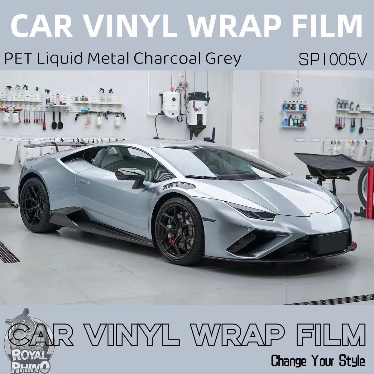 

Anti Scratch Car Vinyl Wrap Film Car Protective Film PET Liquid Metal Charcoal Grey Car Body Color Changing Vinyl Film 1.52*18M