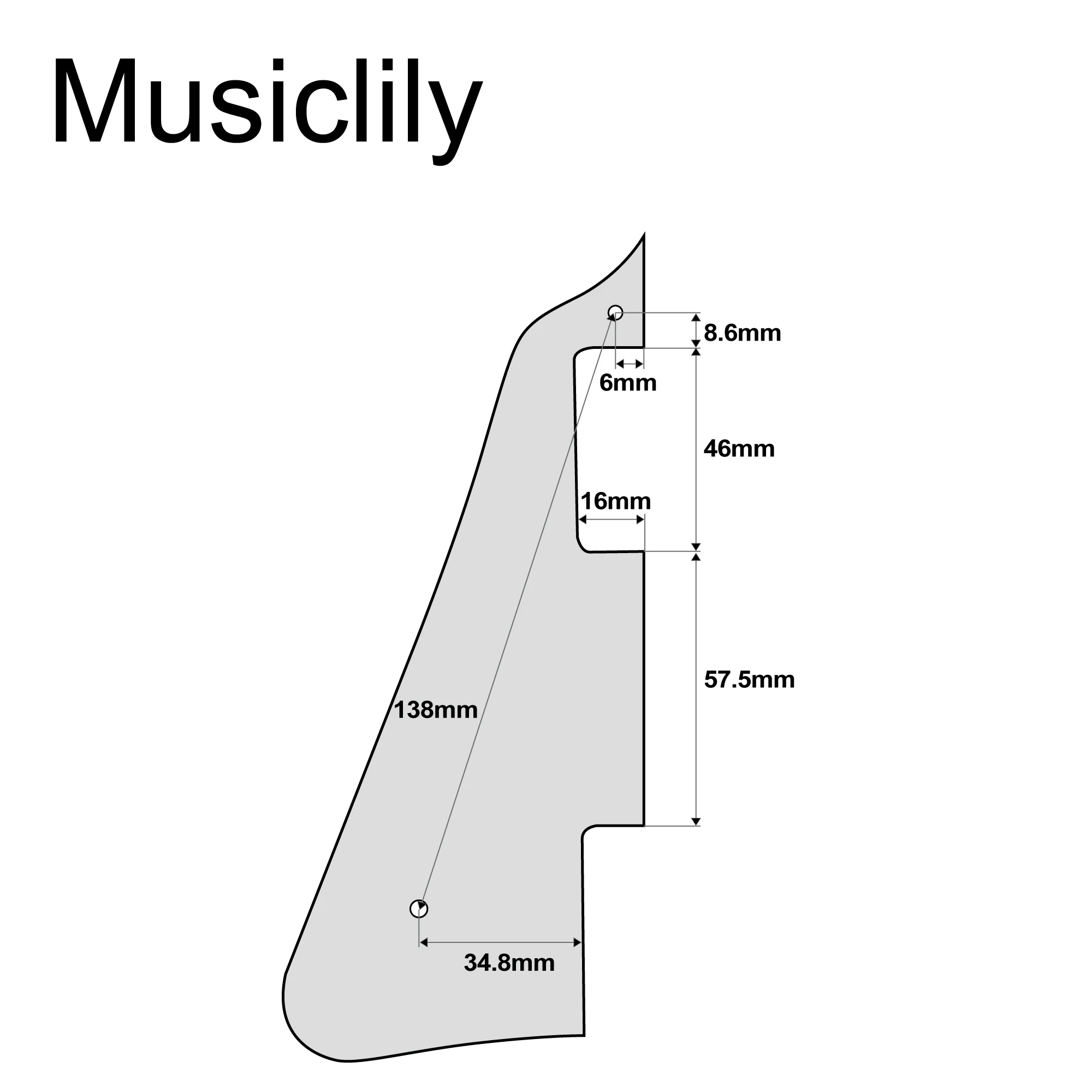 Musiclily Pro Left Handed Plastic Guitar Pickguard for 2006-Present Modern Style Epiphone LP Style Guitar