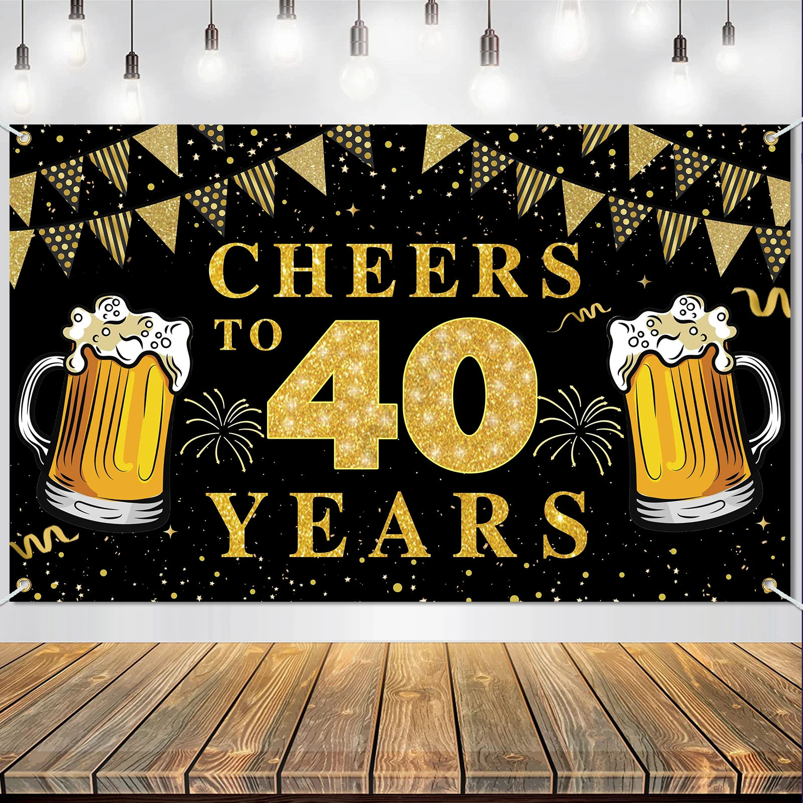 Happy Birthday Banner Backdrop Party Decoration,Cheers Background for Photo Party Supplies Anniversary Outdoor Indoor Decoration